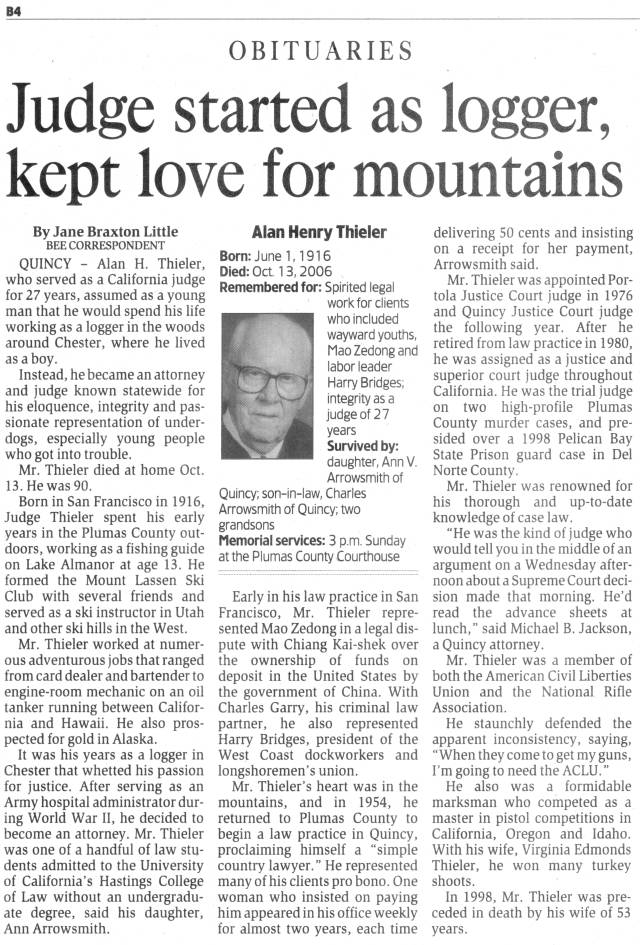 Obituary: Sacramento Bee, October 21, 2006
